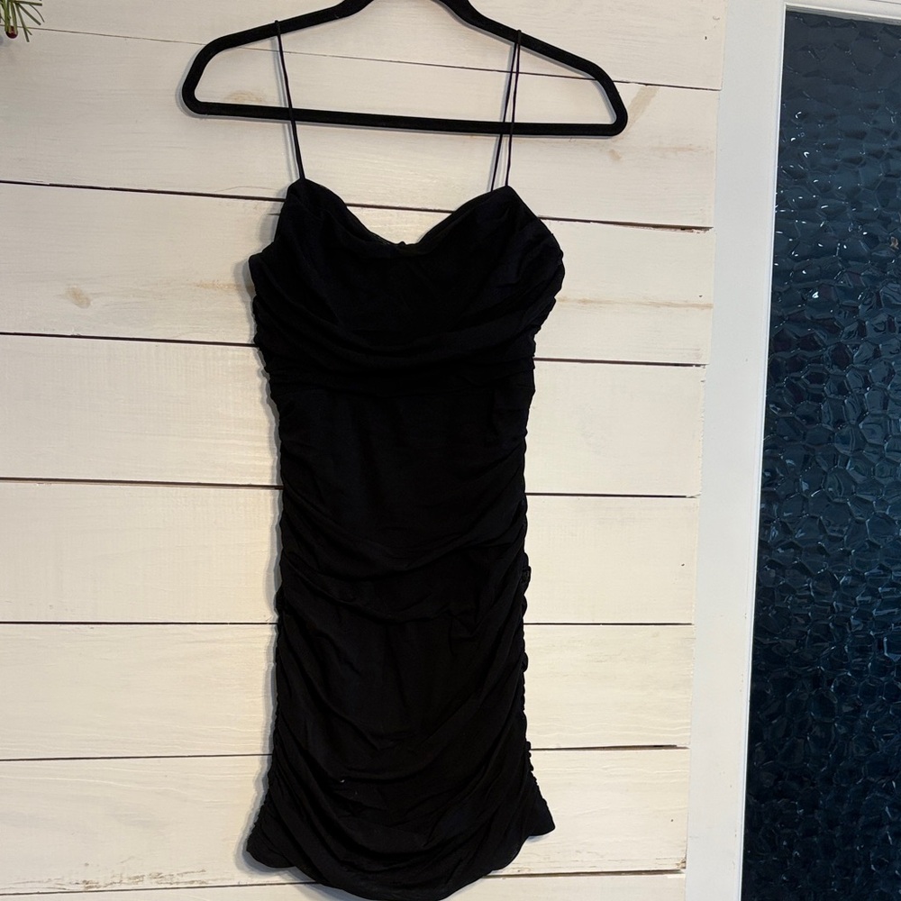 Hello Molly Black Ruched Mini Dress